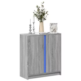    szürke sonoma szerelt fa tálalószekrény LED-del 77 x 34 x 85 cm