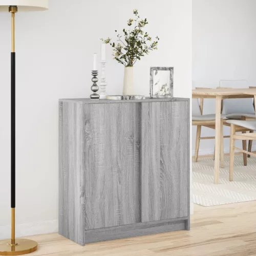  szürke sonoma szerelt fa tálalószekrény LED-del 77 x 34 x 85 cm