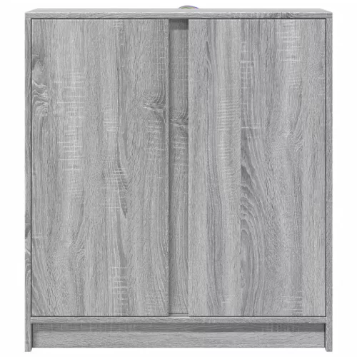  szürke sonoma szerelt fa tálalószekrény LED-del 77 x 34 x 85 cm