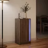  barna tölgy szerelt fa LED-es tálalószekrény 42,5 x 34 x 85 cm