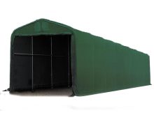   Ponyvagarázs/ sátorgarázs / tároló 4x8m-3,35m oldalmagasság, tűzálló PVC 720g/nm kapuméret: 3,5x3,5m zöld színben