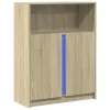  sonoma tölgy szerelt fa tálalószekrény LED-del 77 x 34 x 100 cm