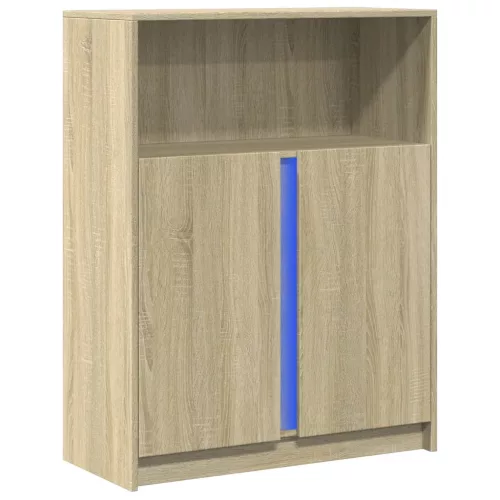  sonoma tölgy szerelt fa tálalószekrény LED-del 77 x 34 x 100 cm