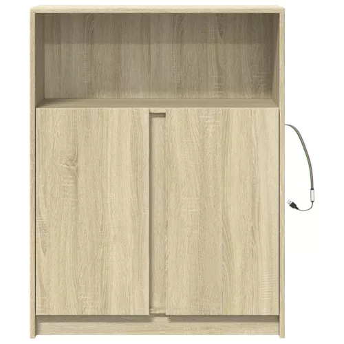  sonoma tölgy szerelt fa tálalószekrény LED-del 77 x 34 x 100 cm