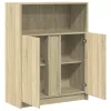  sonoma tölgy szerelt fa tálalószekrény LED-del 77 x 34 x 100 cm