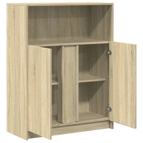  sonoma tölgy szerelt fa tálalószekrény LED-del 77 x 34 x 100 cm