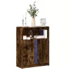  füstös tölgy szerelt fa tálalószekrény LED-del 77 x 34 x 100 cm