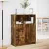  füstös tölgy szerelt fa tálalószekrény LED-del 77 x 34 x 100 cm