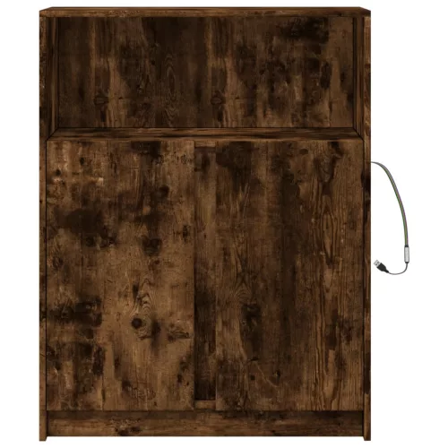  füstös tölgy szerelt fa tálalószekrény LED-del 77 x 34 x 100 cm