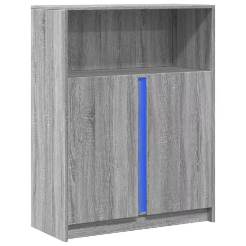  szürke sonoma szerelt fa tálalószekrény LED-del 77x34x100 cm