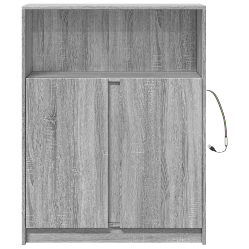  szürke sonoma szerelt fa tálalószekrény LED-del 77x34x100 cm