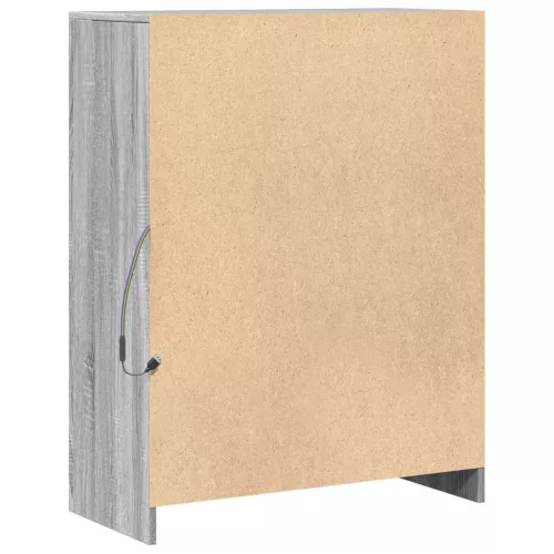  szürke sonoma szerelt fa tálalószekrény LED-del 77x34x100 cm