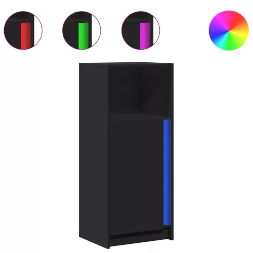  fekete szerelt fa tálalószekrény LED-del 42,5 x 34 x 100 cm