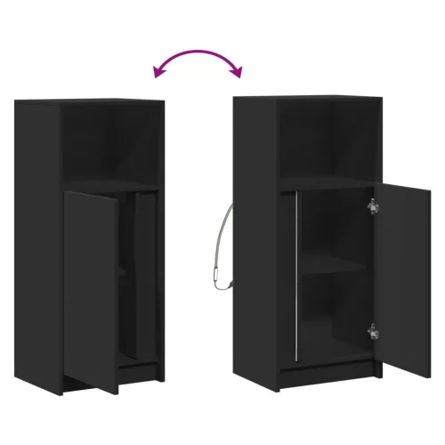  fekete szerelt fa tálalószekrény LED-del 42,5 x 34 x 100 cm