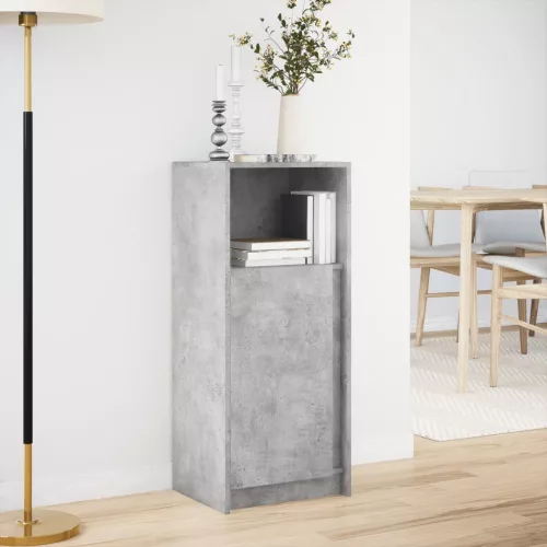  betonszürke szerelt fa LED-es tálalószekrény 42,5 x 34 x 100 cm