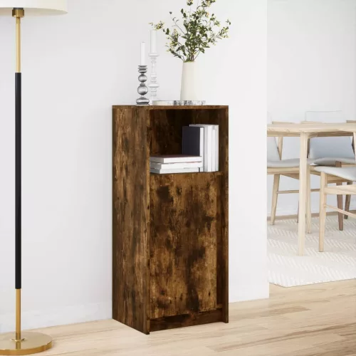  füstös tölgy szerelt fa tálalószekrény LED-del 42,5x34x100 cm