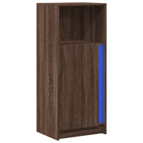  barna tölgy szerelt fa tálalószekrény LED-del 42,5x34x100 cm