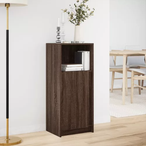  barna tölgy szerelt fa tálalószekrény LED-del 42,5x34x100 cm