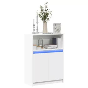    fehér szerelt fa tálalószekrény LED-del 72 x 34 x 100 cm