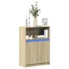  sonoma tölgy szerelt fa tálalószekrény LED-del 72 x 34 x 100 cm