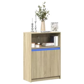    sonoma tölgy szerelt fa tálalószekrény LED-del 72 x 34 x 100 cm