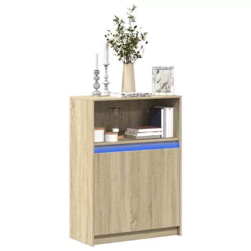  sonoma tölgy szerelt fa tálalószekrény LED-del 72 x 34 x 100 cm