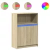  sonoma tölgy szerelt fa tálalószekrény LED-del 72 x 34 x 100 cm