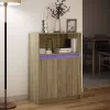  sonoma tölgy szerelt fa tálalószekrény LED-del 72 x 34 x 100 cm
