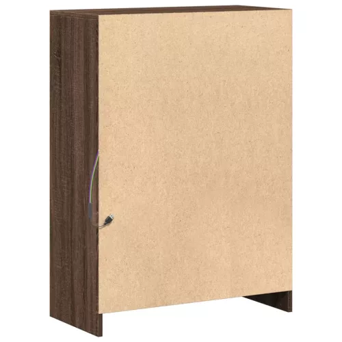  barna tölgy színű szerelt fa tálalószekrény LED-del 72x34x100cm