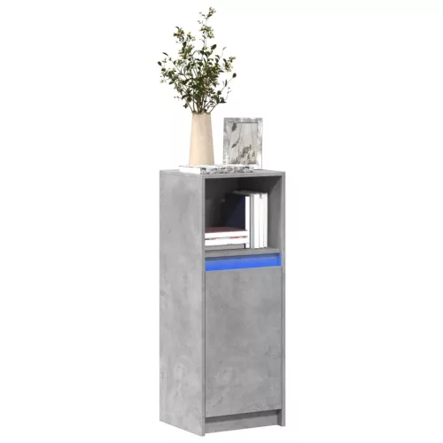  betonszürke szerelt fa tálalószekrény LED-del 38 x 34 x 100 cm