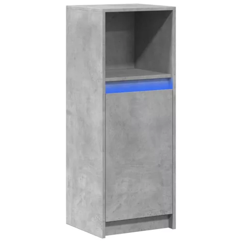 betonszürke szerelt fa tálalószekrény LED-del 38 x 34 x 100 cm