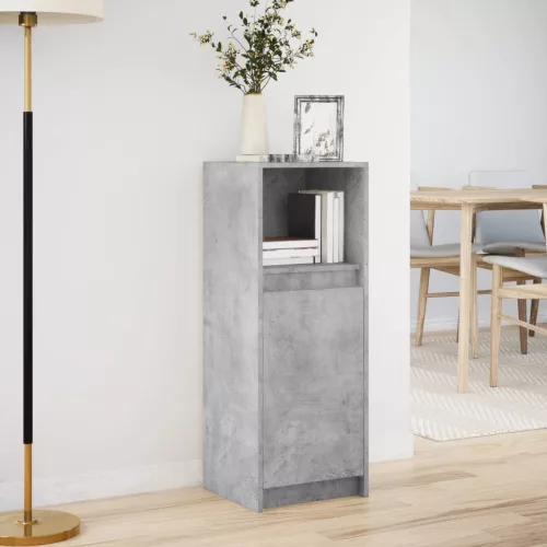 betonszürke szerelt fa tálalószekrény LED-del 38 x 34 x 100 cm