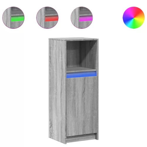  szürke sonoma szerelt fa tálalószekrény LED-del 38x34x100 cm