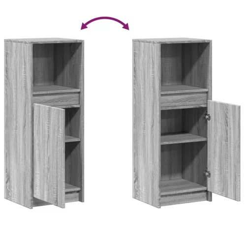  szürke sonoma szerelt fa tálalószekrény LED-del 38x34x100 cm