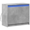  betonszürke szerelt fa tálalószekrény LED-del 72 x 34 x 61 cm