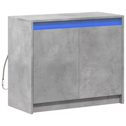  betonszürke szerelt fa tálalószekrény LED-del 72 x 34 x 61 cm