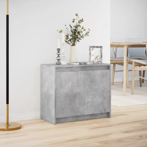  betonszürke szerelt fa tálalószekrény LED-del 72 x 34 x 61 cm