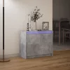 betonszürke szerelt fa tálalószekrény LED-del 72 x 34 x 61 cm
