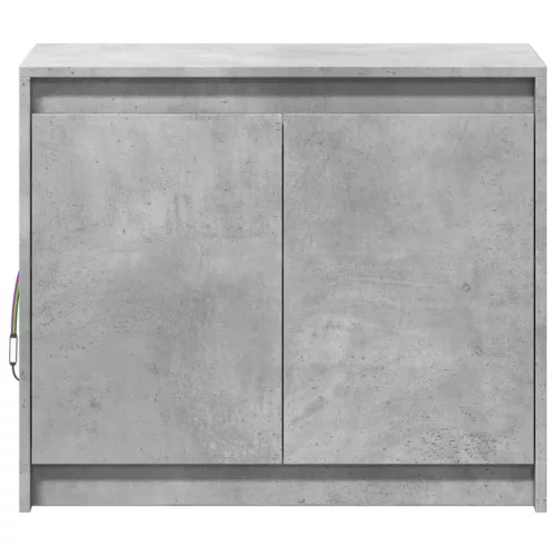  betonszürke szerelt fa tálalószekrény LED-del 72 x 34 x 61 cm