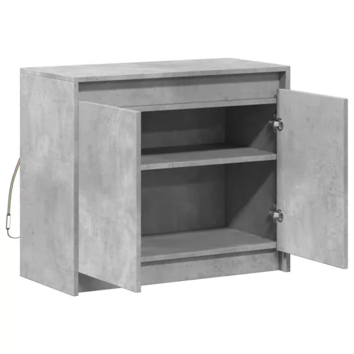  betonszürke szerelt fa tálalószekrény LED-del 72 x 34 x 61 cm
