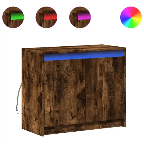  füstös tölgy szerelt fa tálalószekrény LED-del 72 x 34 x 61 cm
