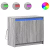  szürke sonoma szerelt fa tálalószekrény LED-del 72 x 34 x 61 cm