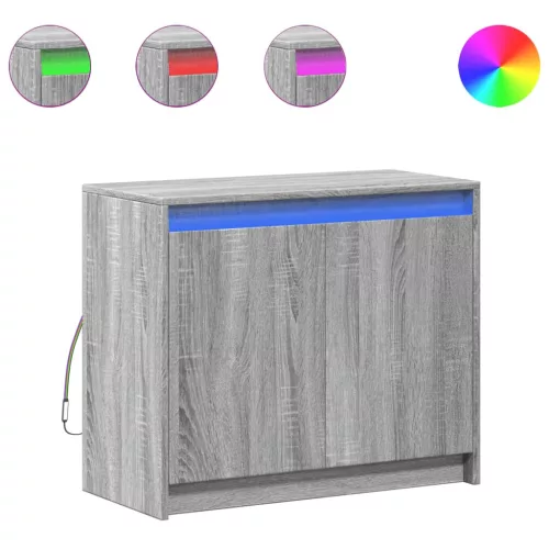 szürke sonoma szerelt fa tálalószekrény LED-del 72 x 34 x 61 cm
