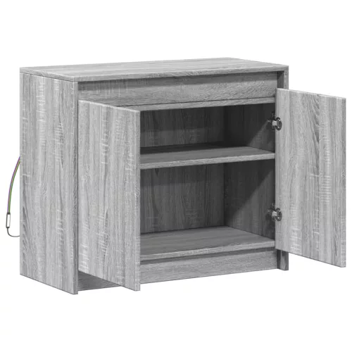  szürke sonoma szerelt fa tálalószekrény LED-del 72 x 34 x 61 cm