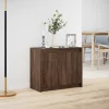  barna tölgy színű szerelt fa tálalószekrény LED-del 72x34x61 cm