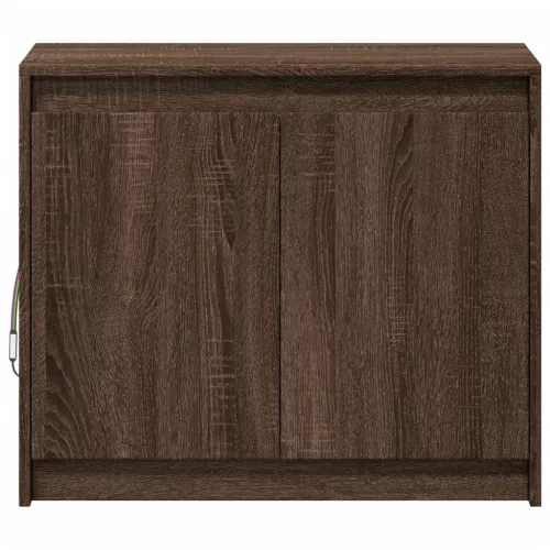  barna tölgy színű szerelt fa tálalószekrény LED-del 72x34x61 cm