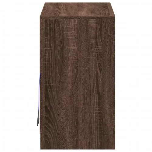  barna tölgy színű szerelt fa tálalószekrény LED-del 72x34x61 cm