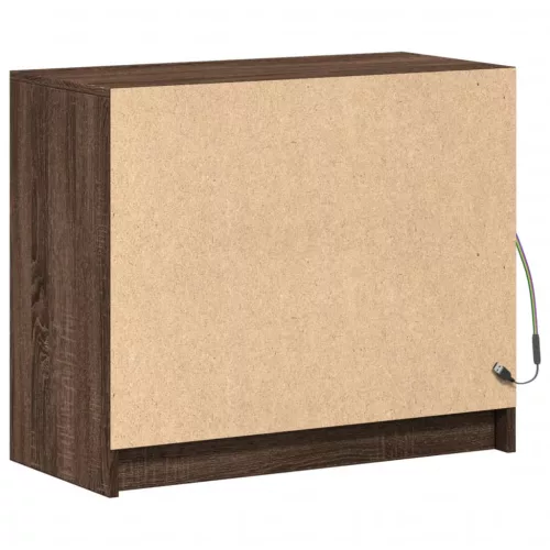  barna tölgy színű szerelt fa tálalószekrény LED-del 72x34x61 cm