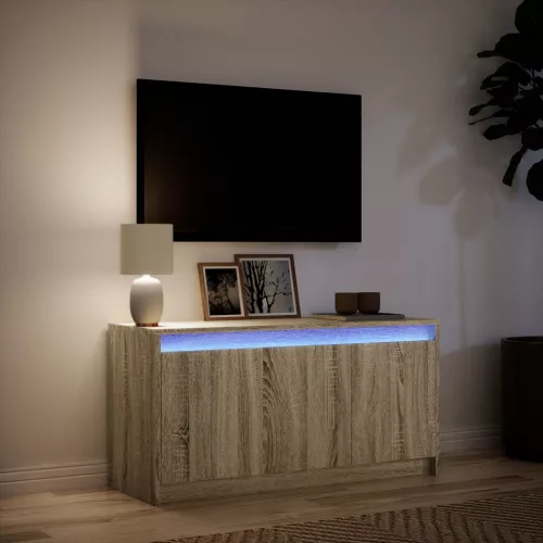  sonoma tölgy színű szerelt fa LED-es TV-szekrény 100x34x50 cm