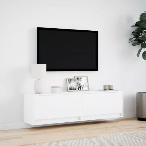  fehér falra szerelhető TV-szekrény LED-ekkel 140 x 31 x 38 cm